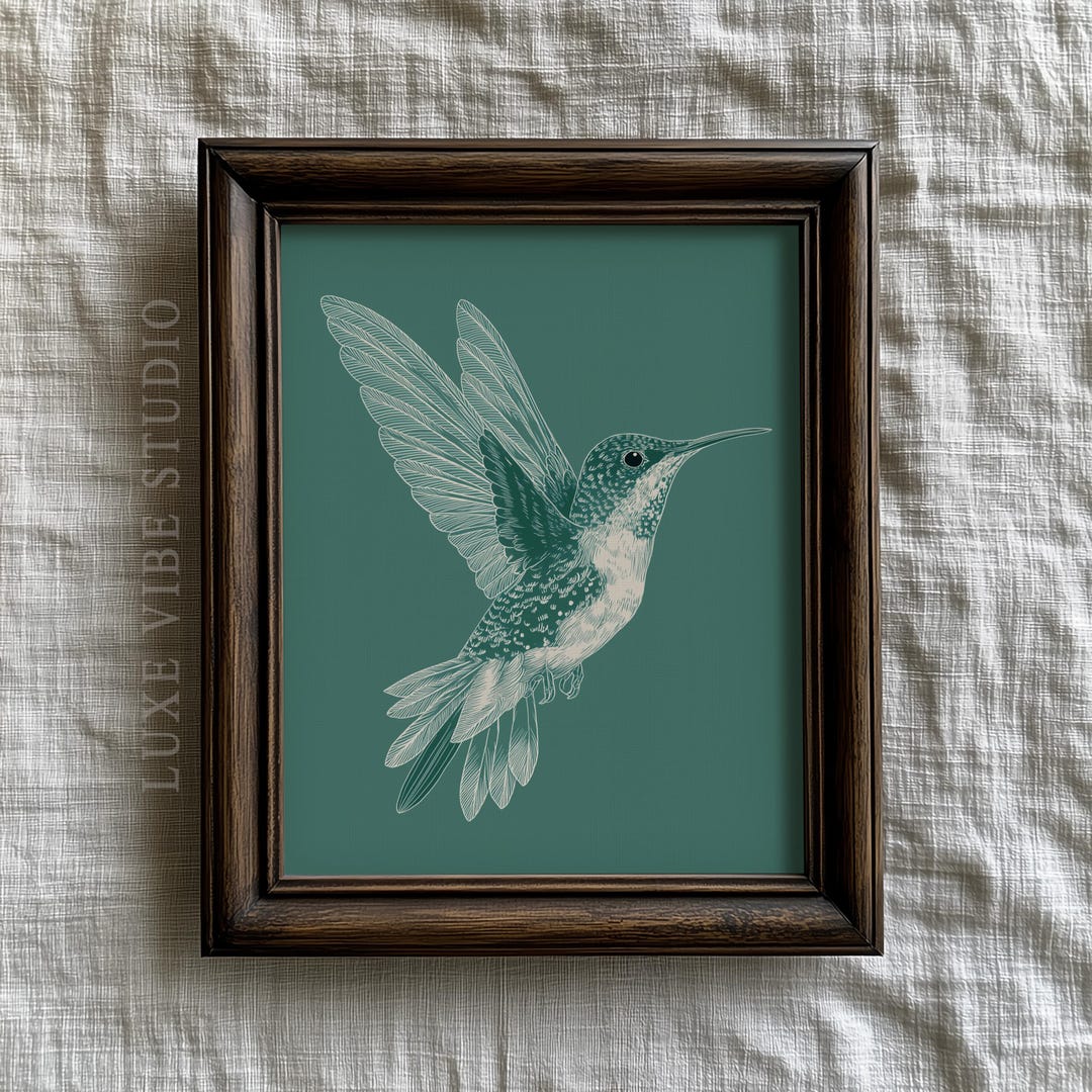 Printable Modern Hummingbird in Flight - Minimalist Botanical Tattoo ...
