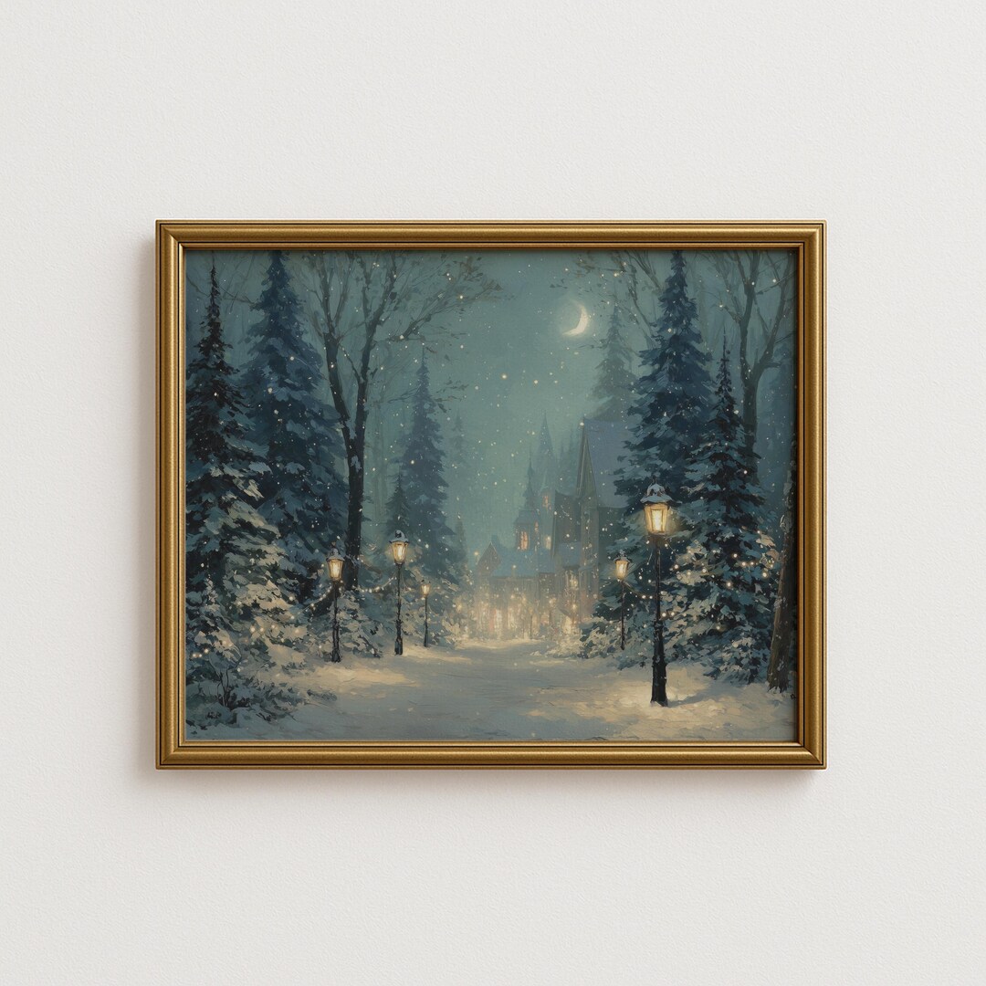 Winter Wonderland Scene - Printable Snowy Forest Wall Art, Rustic ...