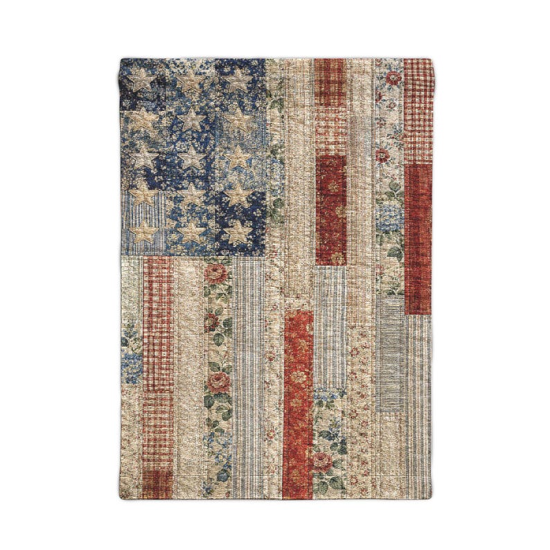 Patriotic Woven Tapestry Wall Hanging, Americana Flag Decor, Farmhouse Wall Art, Vintage USA Tapestry, July 4th Decor image 9