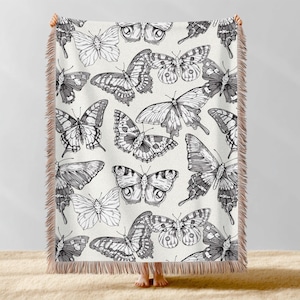 Vintage Butterfly Moth Woven Blanket, Butterfly Cottagecore Tapestry Throw, Cottagecore Insect Lover Gifts,  New Home Housewarming Gifts