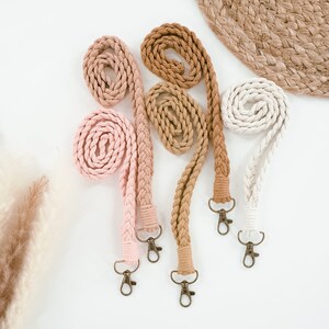 Macrame Lanyard, Teacher Macrame Keychain, Macrame Necklace,  Boho Keychain, Braided Lanyard Keychain for ID and Badges, Handmade Gift