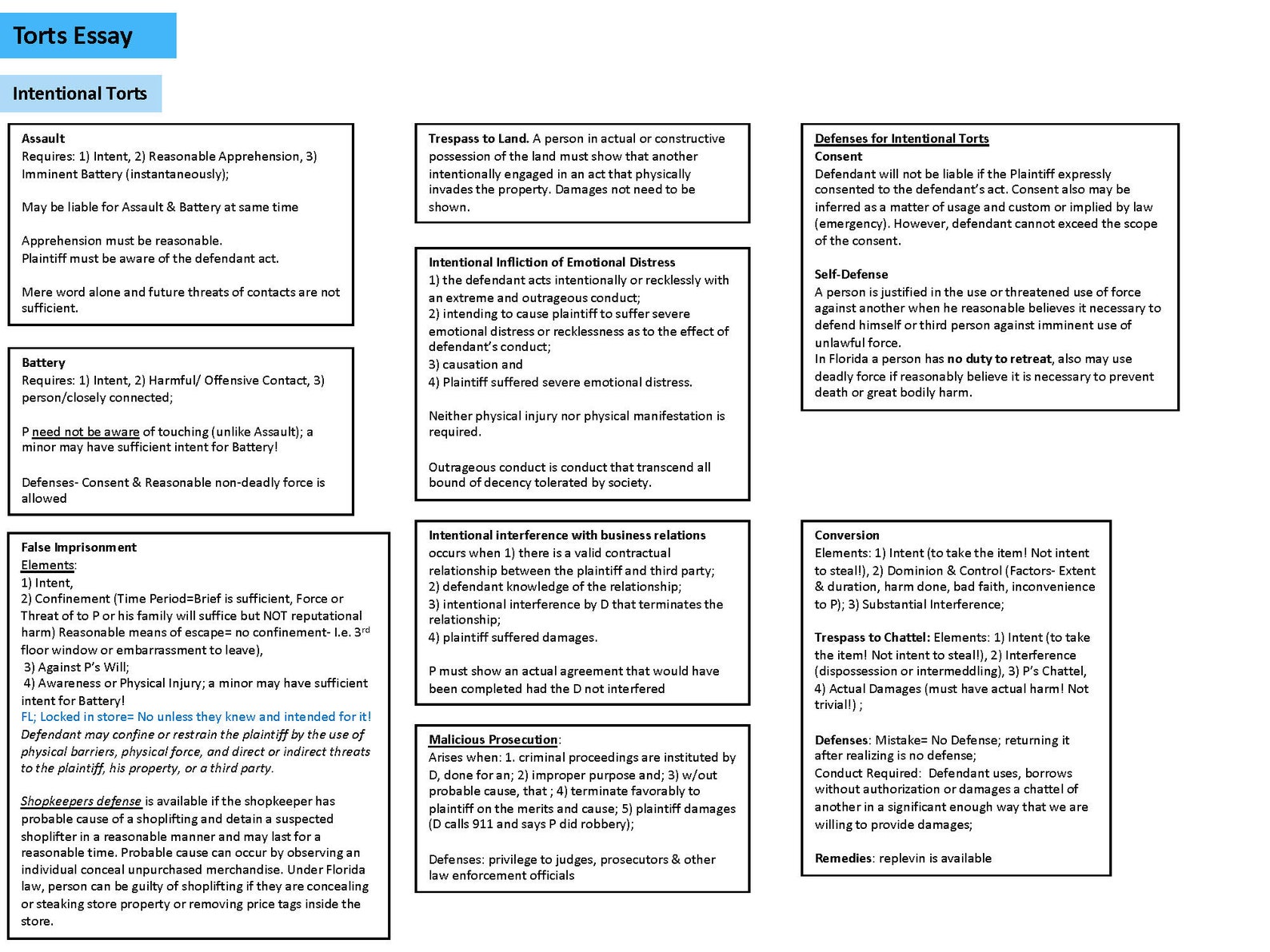 FL Bar Exam Essay Charts Etsy