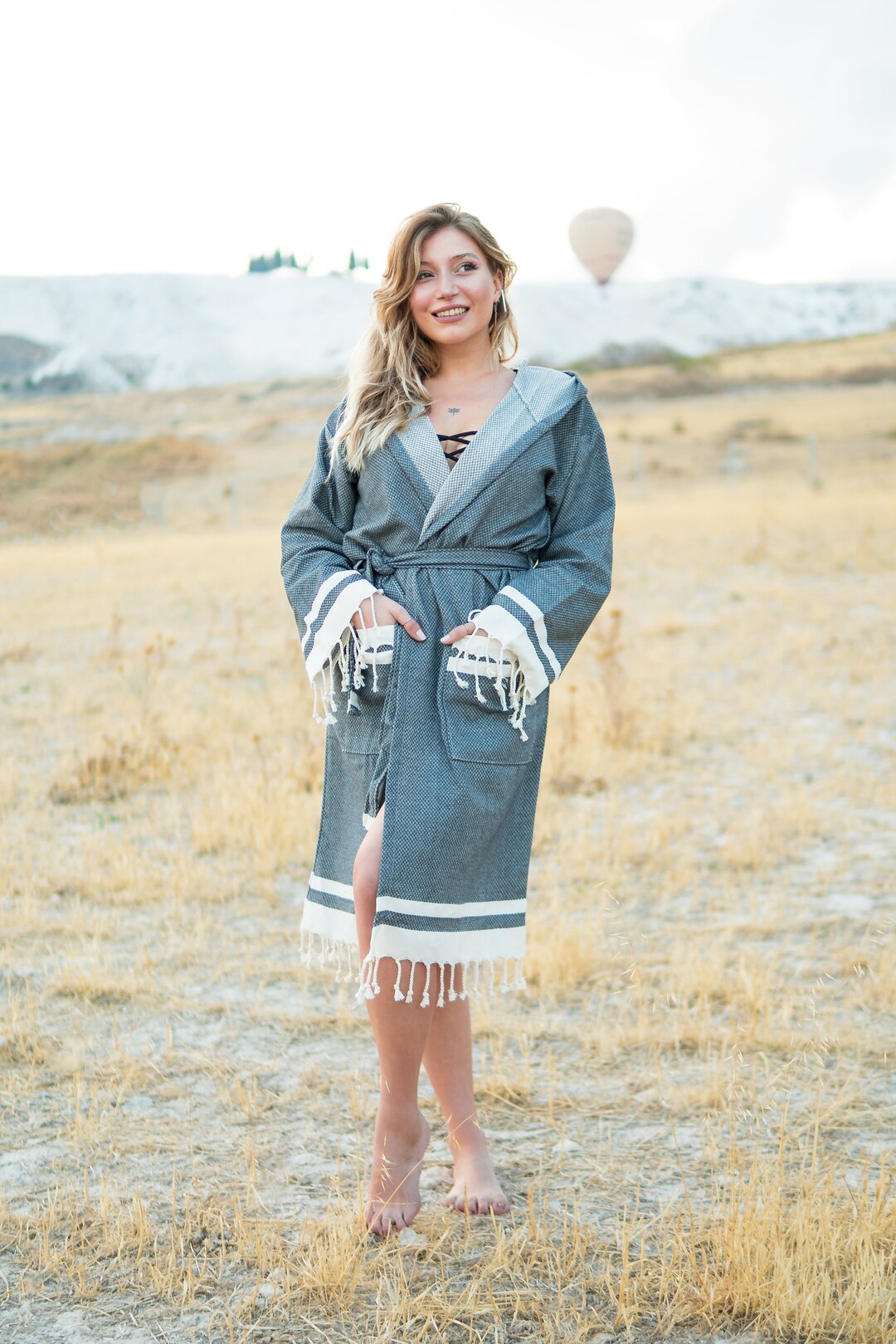 Women's Luxury Linen Bathrobes, Dressing Gown for Spa, Loincloth Gift