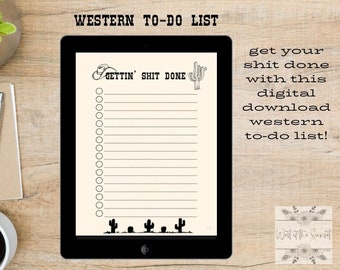Western To-Do list or Check list