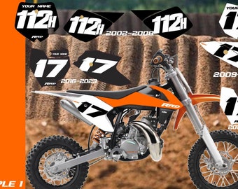SX 50 and mni and E-RIDE KTM custom number decal kit