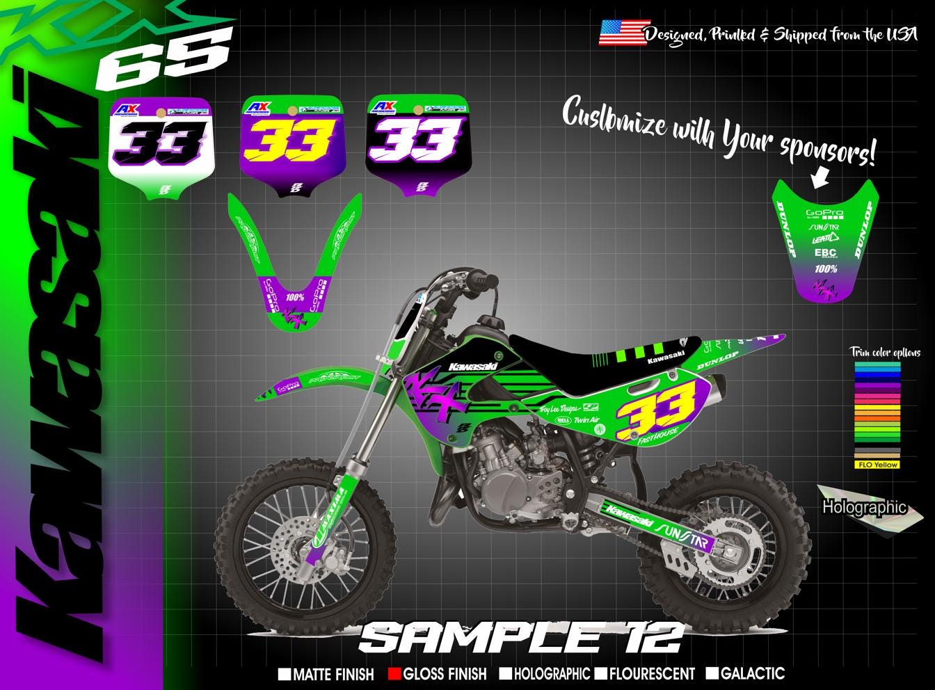 Kawasaki KX 65 Full Custom Graphic Kit - Etsy