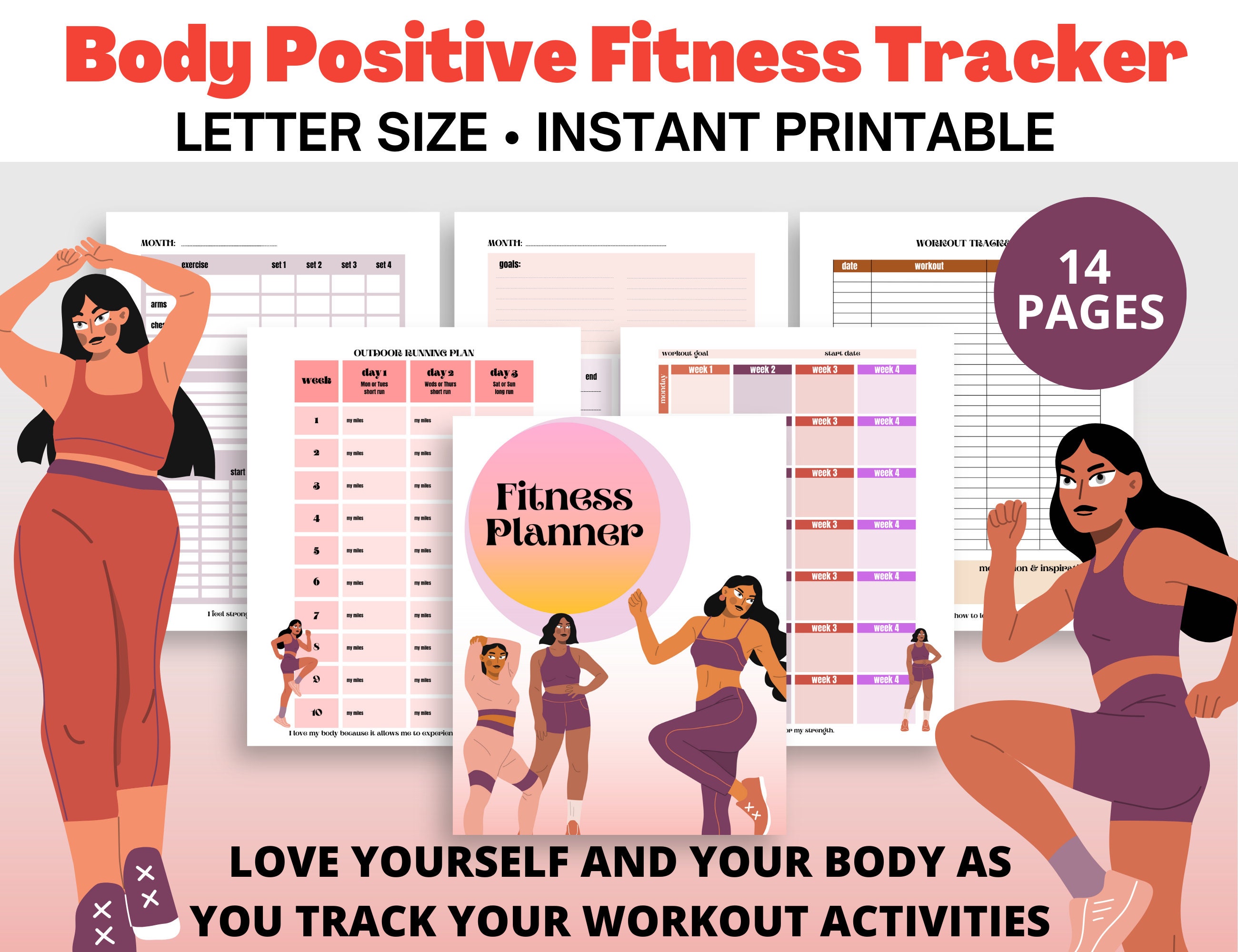 Positive Exercise Log Body Positive Fitness, Workout Tracker, Exercise Tracker, Fitness ...