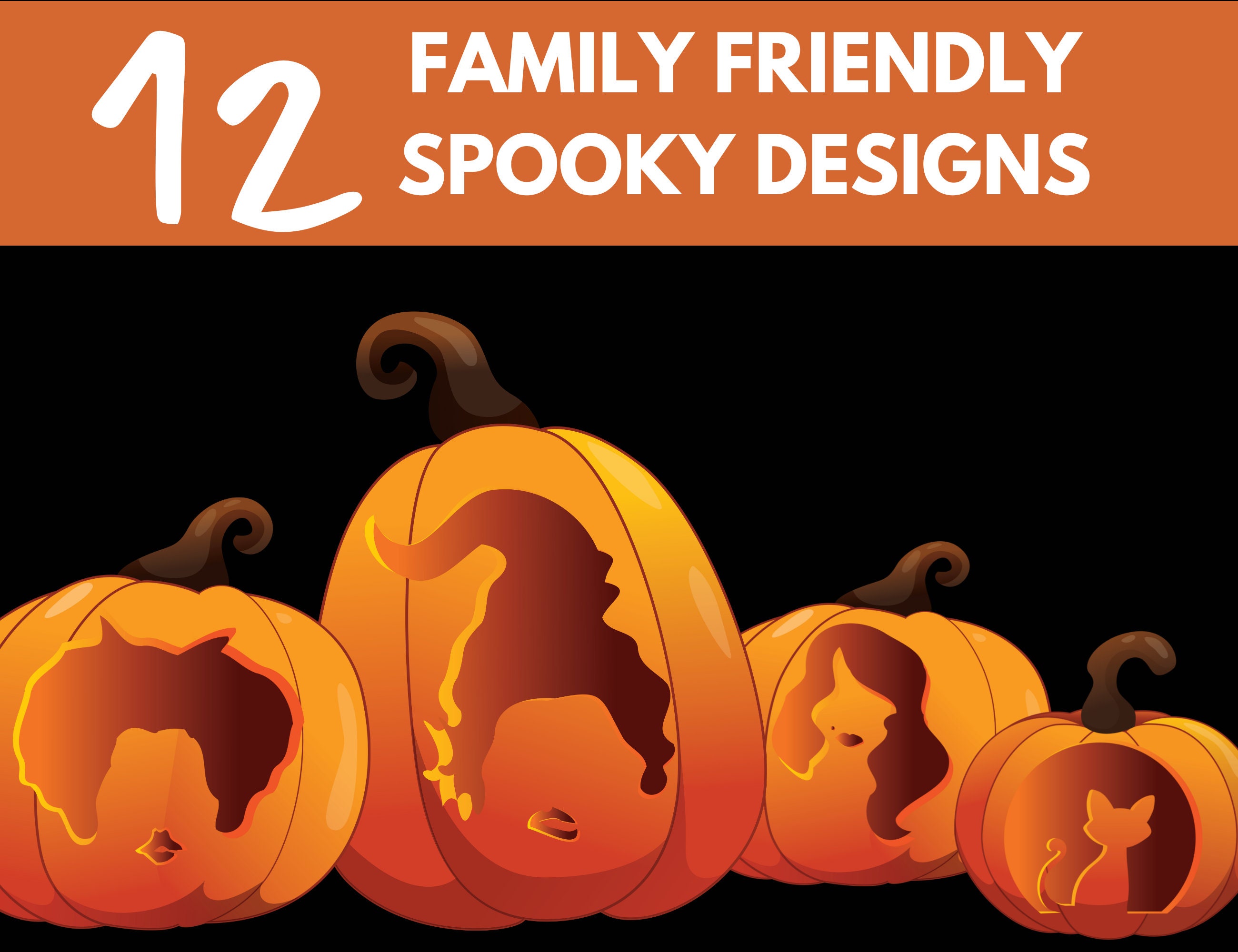 12 Kid Friendly Printable Halloween Pumpkin Carving Stencils - Jack O ...