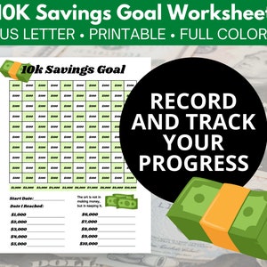 10K Savings Tracker, Printable, Personal Budget, Instant Download, U.S. Letter Size
