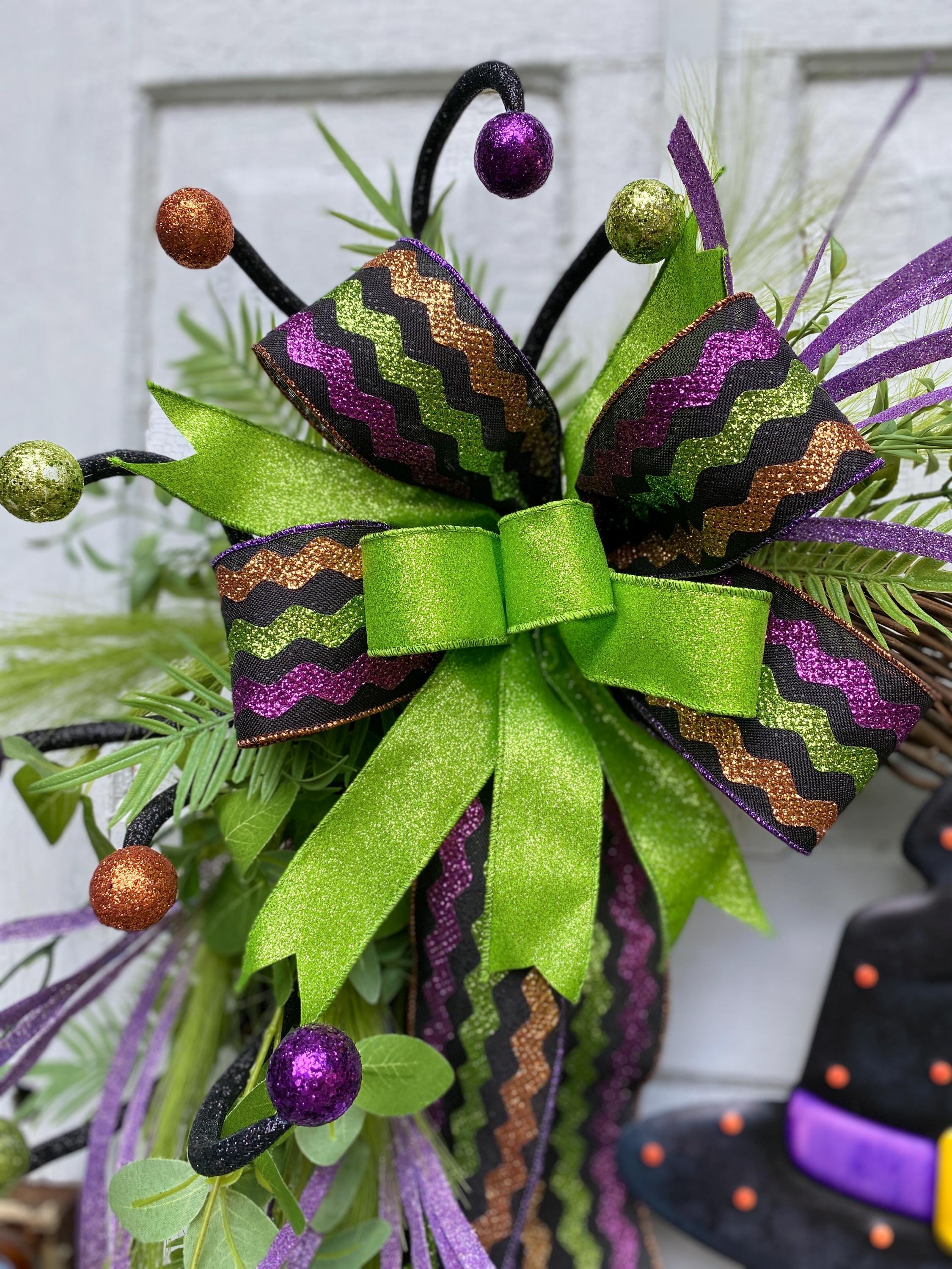 Whimsical Halloween Witch Grapevine Wreath for Front Door Bright and ...
