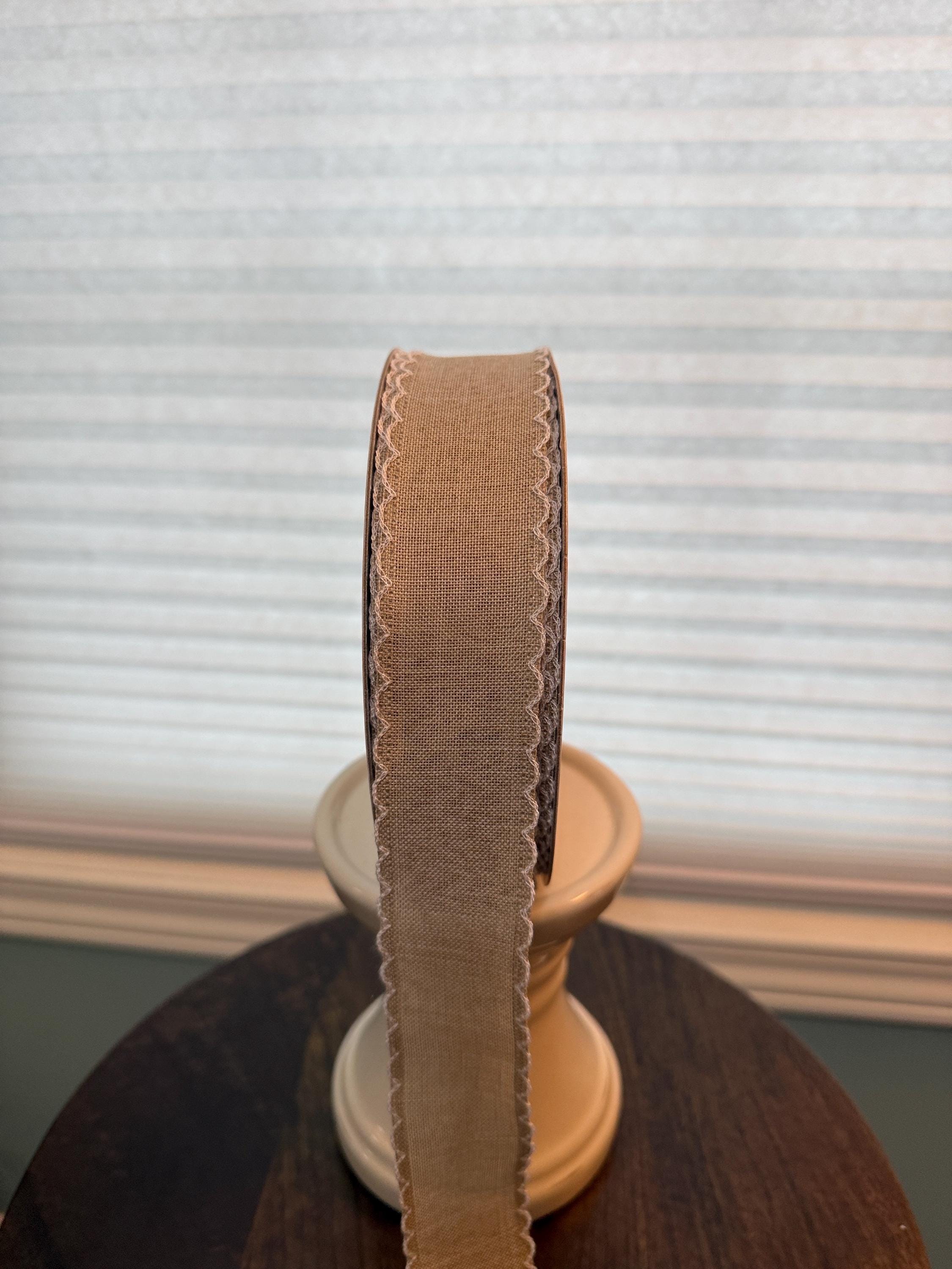Designer Tan Ribbon With White Scalloped Edge-neutral Cottagecore Wired ...