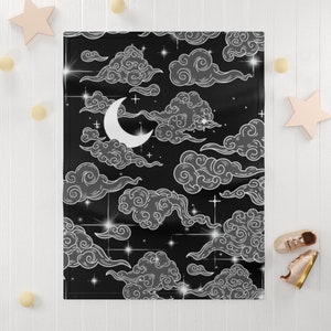 Gender Neutral Celestial Baby Blanket, Moon Stars Clouds Blanket, Milestone Blanket, Baby Shower Gifts For Girl or Boy, Gothic Baby Blanket