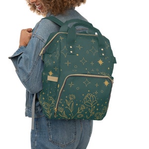 Floral Bounty Teal Multi-Function Diaper Backpack/Diaper Bag