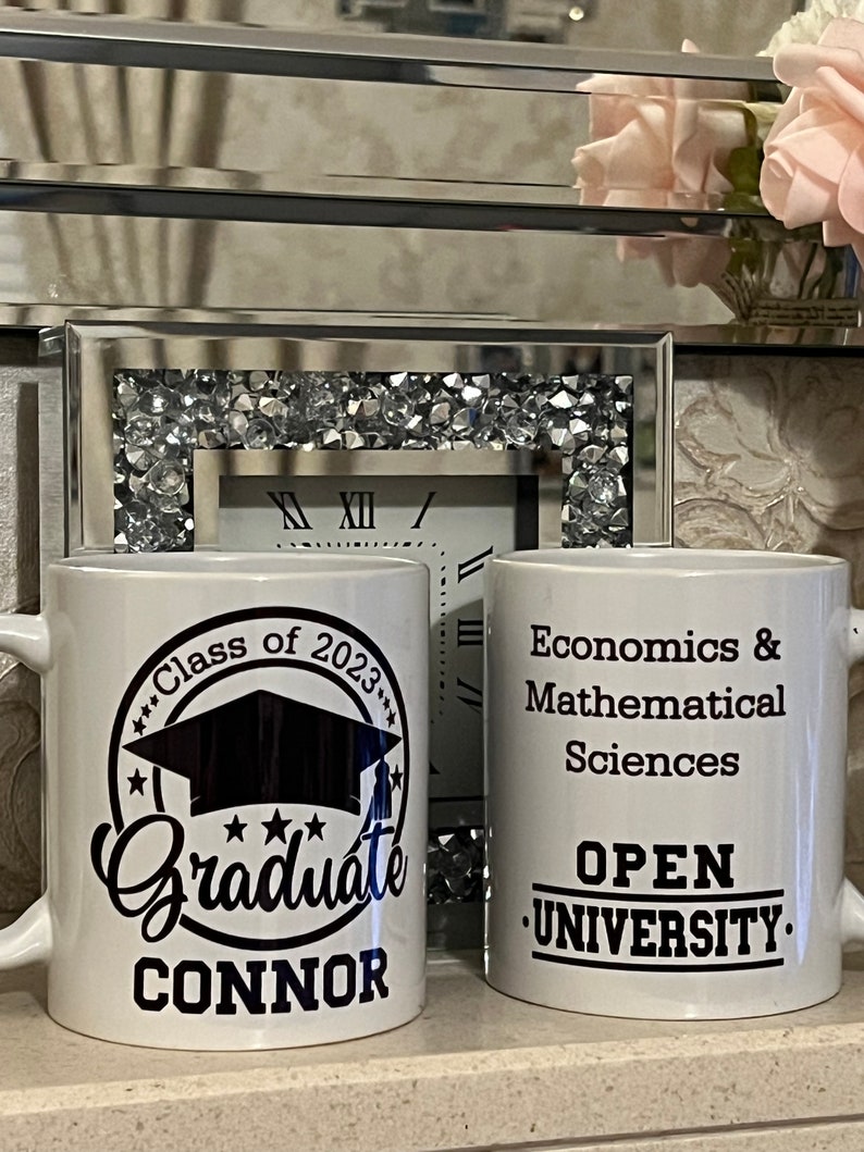 Personalised graduate class of 2023 mug 11oz. With name university and degree. Perfect keepsake. Graduation gift. zdjęcie 2