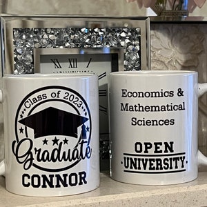 Personalised graduate class of 2023 mug 11oz. With name university and degree. Perfect keepsake. Graduation gift. zdjęcie 5