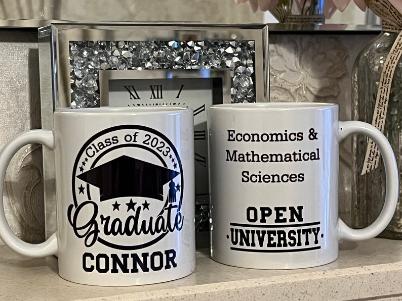 Personalised graduate class of 2023 mug 11oz. With name university and degree. Perfect keepsake. Graduation gift. zdjęcie 5