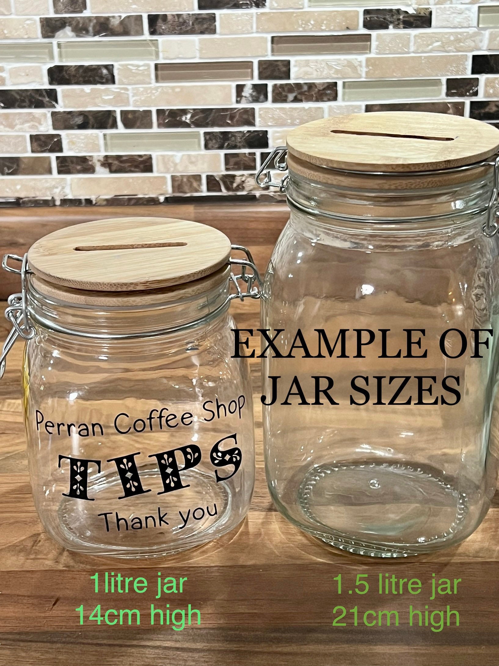 Personalised Tips Glass Jar Money Box . Savings Jar . Business Etsy UK