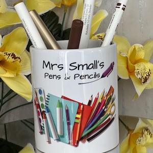 Student Gift. Personalised  pens and pencils pot holder.  Choice of both sides School pen pot. End of term gift. Appreciation