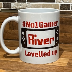 Personalised gamers mug.  Choose main colour. Great gift for the gamer in your life. 11oz mug.