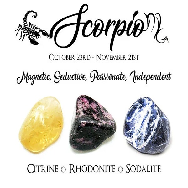 Scorpio Crystals ~ Astrology Gifts, Zodiac Stones, November Birthday, October Birthday, Star Sign Crystals, Crystal Healing, Gift Set