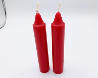 Spell Candles: Set Of 2 Red ~ For Spellwork, Rituals, Magic, Witchcraft, Manifestation, Intentions, Spiritual Chime Candles