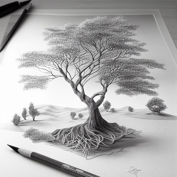 Pencil Art Drawing of a Tree 