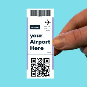 personalized plane ticket sticker,custom travel destination decal,boarding pass label,luggage sticker,waterbottle sticker,suprise flight