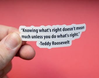 Teddy Roosevelt quote sticker, water bottle sticker, laptop sticker