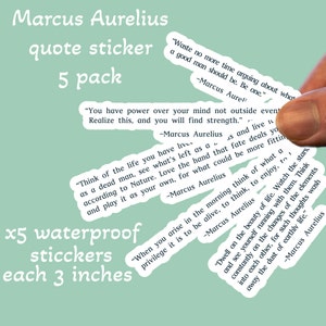 Marcus Aurelius quote sticker pack,5 pack,literary stickers,book sticker,water bottle sticker,laptop sticker,journal sticker,student sticker