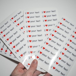 Custom Text I heart Sticker sheet-Personalized Heart Decal,Customizable Vinyl Sticker,Love Sticker for Laptops,Water Bottles,journals
