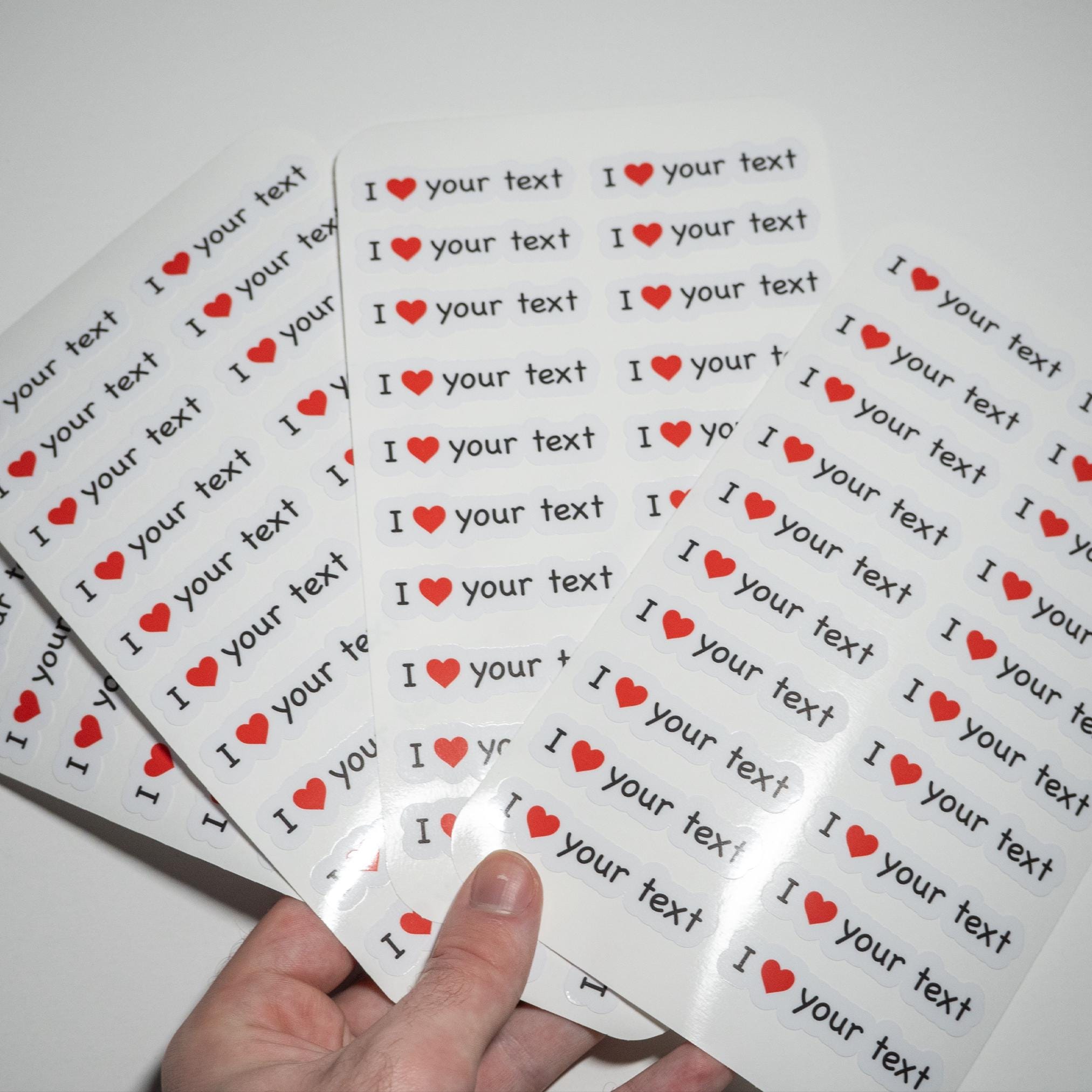 Custom Text I Heart Sticker Sheet-personalized Heart Decal,customizable ...