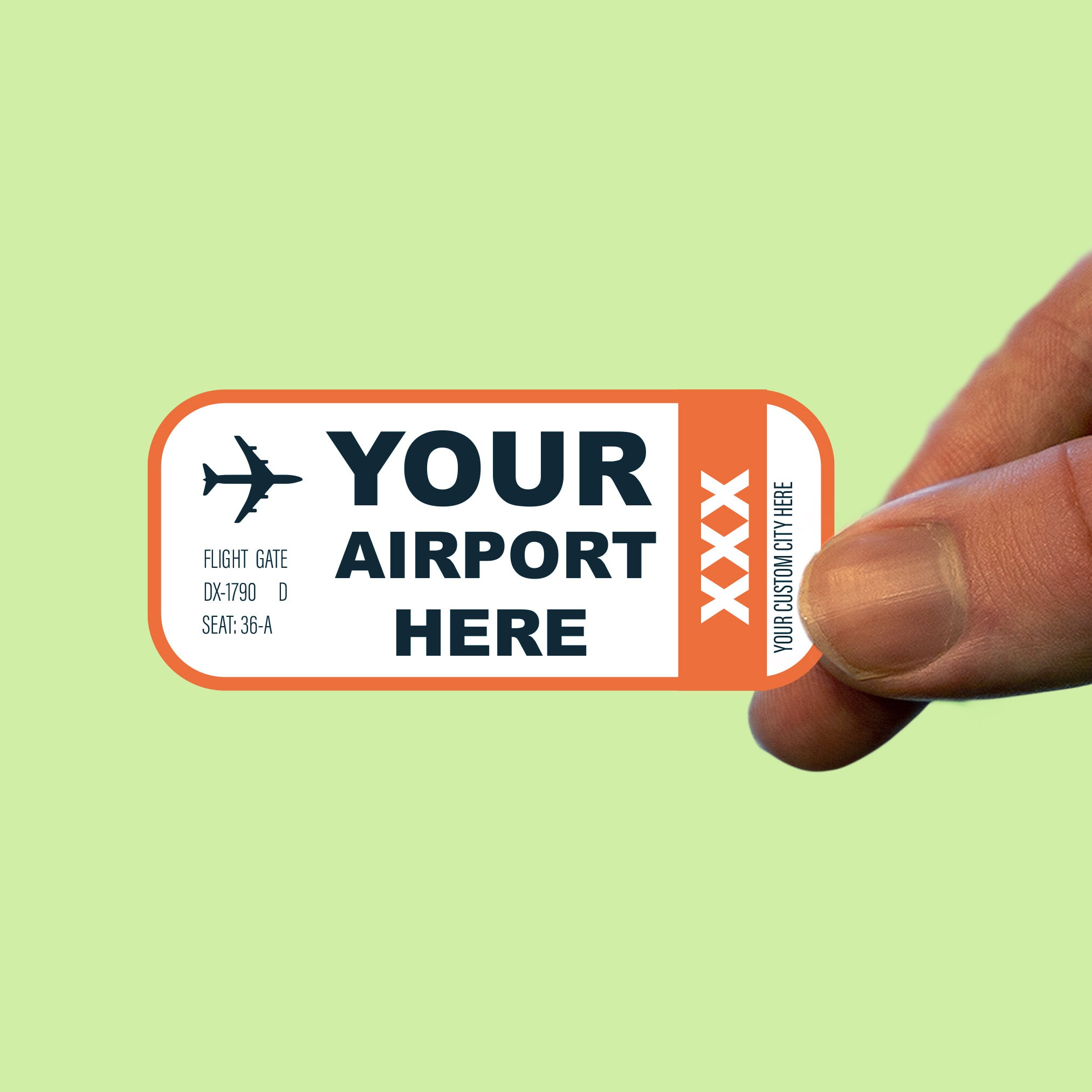 Personalized Plane Ticket Sticker, Custom Airport Decal, Luggage Label ...