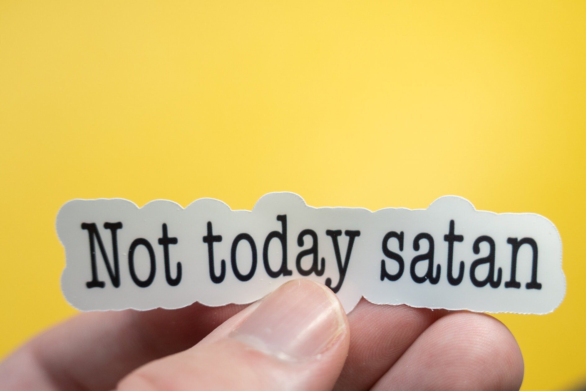 'Not Today Satan' Funny Quote Stickers - 2 Pack Clear Vinyl For Laptop, Water Bottle, Car