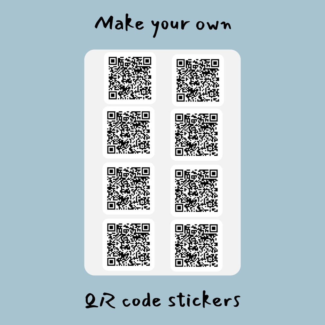Custom QR Code Sticker Sheet, Your Personalized URL Decal, 8 X 1.5 Inch ...