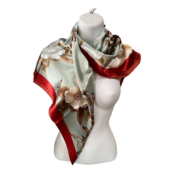 Vintage Classic Scarf - Fashion Silk Scarf - Flor… - image 2