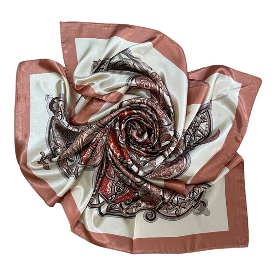 Vintage Scarf - Fashion Silk Scarf - Floral Scarf… - image 4