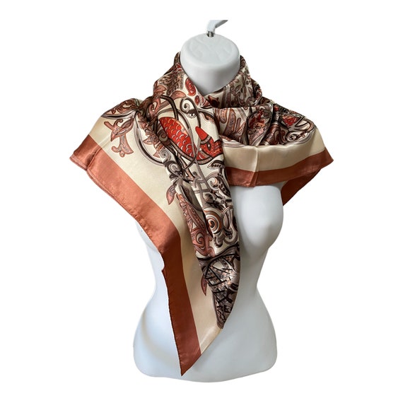 Vintage Scarf - Fashion Silk Scarf - Floral Scarf… - image 1