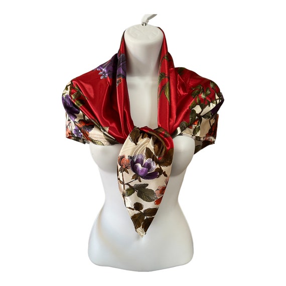 Vintage Classic Scarf - Fashion Silk Scarf - Flor… - image 3