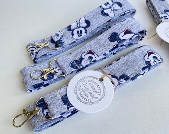Lanyard Neck Strap Handmade Fabric ID Holder for Keys and Badges 18"