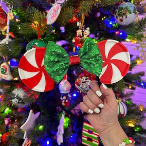 Peppermint Swirl Mouse Ears Headband - Red or Pink - 3D Printed Holiday Headwear