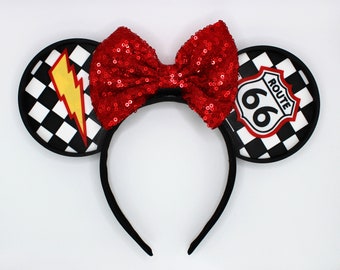 Route 66 - Cute 3D Printed Mouse Ears - Black/White or Red/White