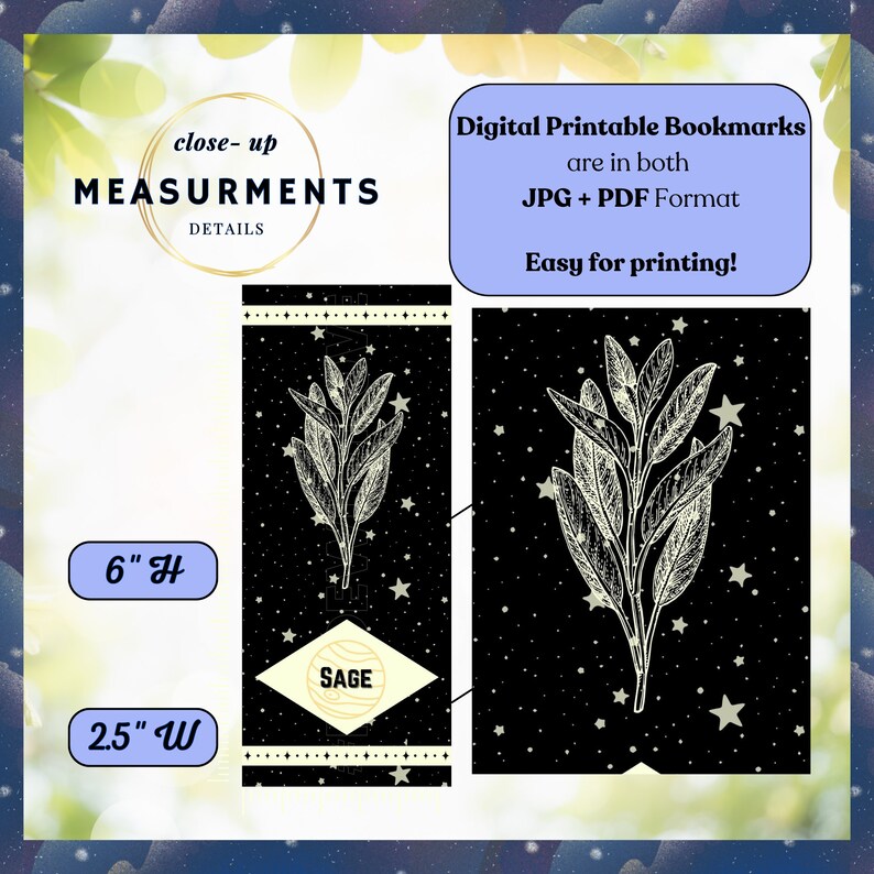 Printable Herbal Bookmarks Celestial Herbs of Jupiter Etsy