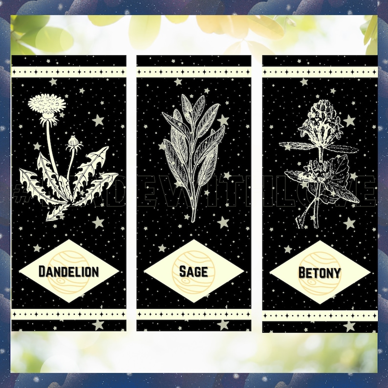 Printable Herbal Bookmarks, Celestial Herbs of Jupiter Bookmarks, Set ...