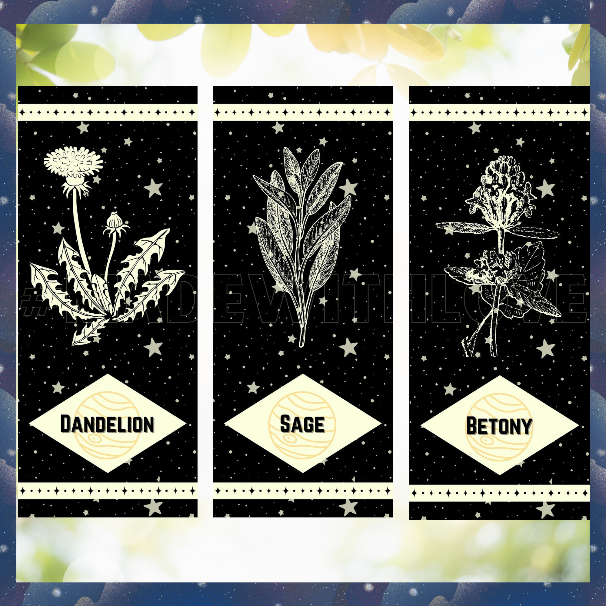 Printable Herbal Bookmarks, Celestial Herbs of Jupiter Bookmarks, Set ...