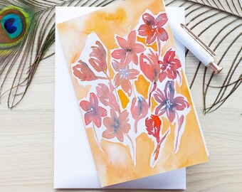Floral Watercolor Greeting Card, Blank Card, Abstract Watercolor Design, Handpainted Greeting Card