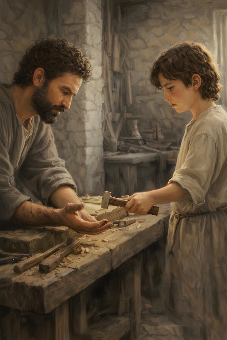 St Joseph & Young Jesus | Trusted Hands | Catholic Digital Print | the ...
