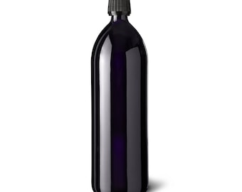 Black violet drink bottle | 1L black bottle | MIRON Water bottle | Violet glass | Glass jars | Black gothic water bottle