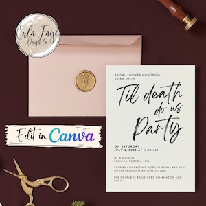 Til Death Do Us Party Invite - Bridal Shower - Bachelorette Bachelor Party - Invite - Wedding Invite - Digital Custom Template