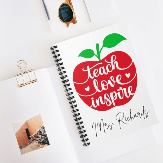 Custom Teacher Notebook Teacher Gift Teach Love Inspire Etsy