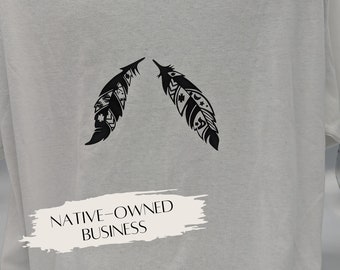 2XL | Two Feathers short sleeve t-shirt | Native | Indigenous